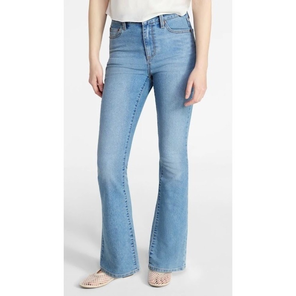 No‎ Boundaries Size 0 Stretch Denim Bootcut Jeans Light Wash Mid Rise 32 Inseam